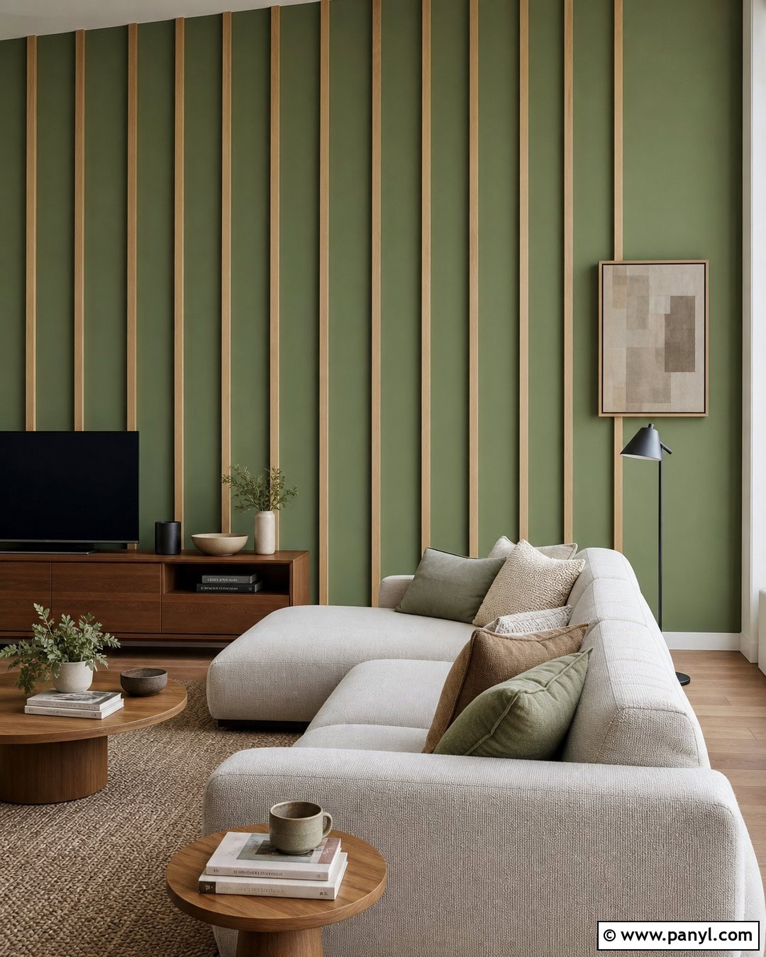 Green Wall With Wood Paneling - 30 Green Color Wall Ideas