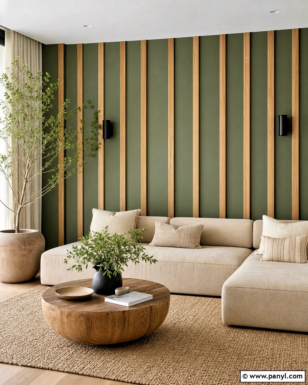Green Wall With Wood Slats - 20 green wall aesthetic ideas