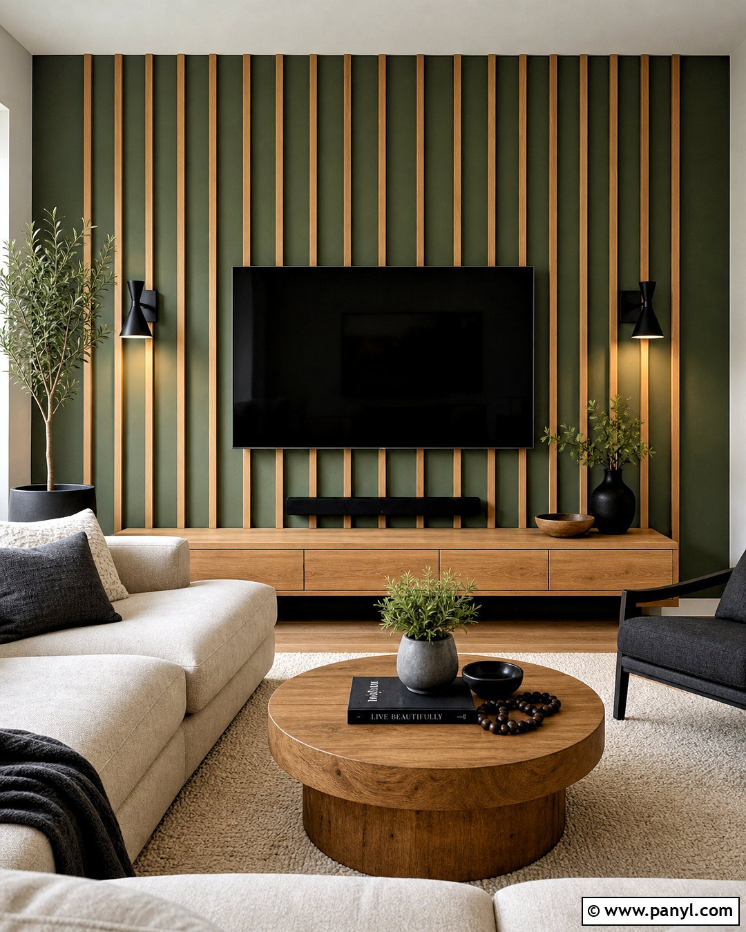 Green Wall With Wood Slats - 20 green wall ideas