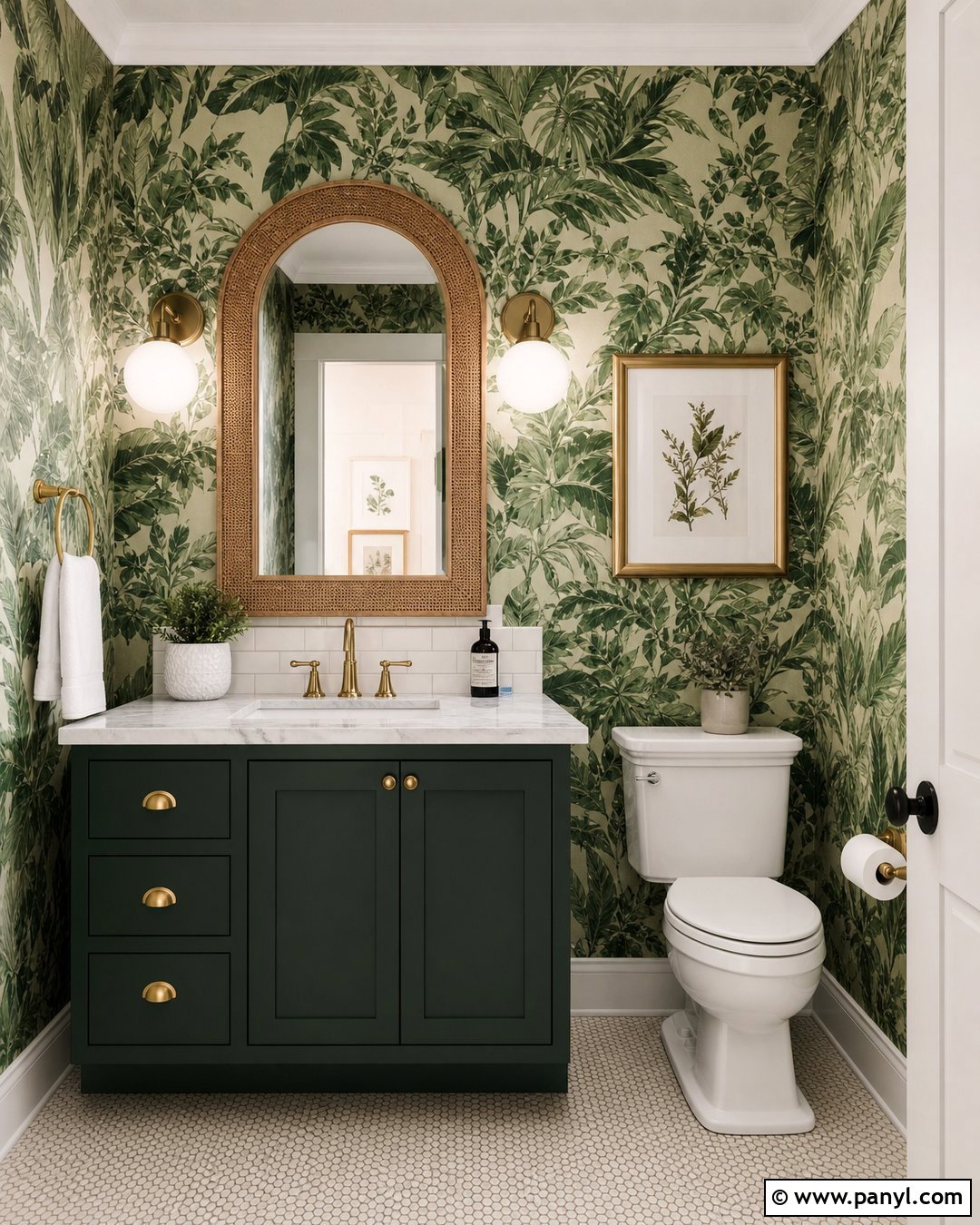 Green Wallpaper Bathroom - 20 Green Wall Bathroom Style Ideas