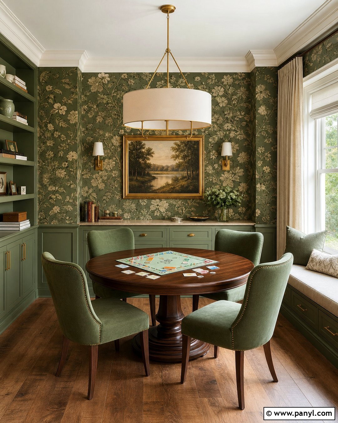 Green Wallpaper Board Game Room - 20 Green Wall Game Room Ideas