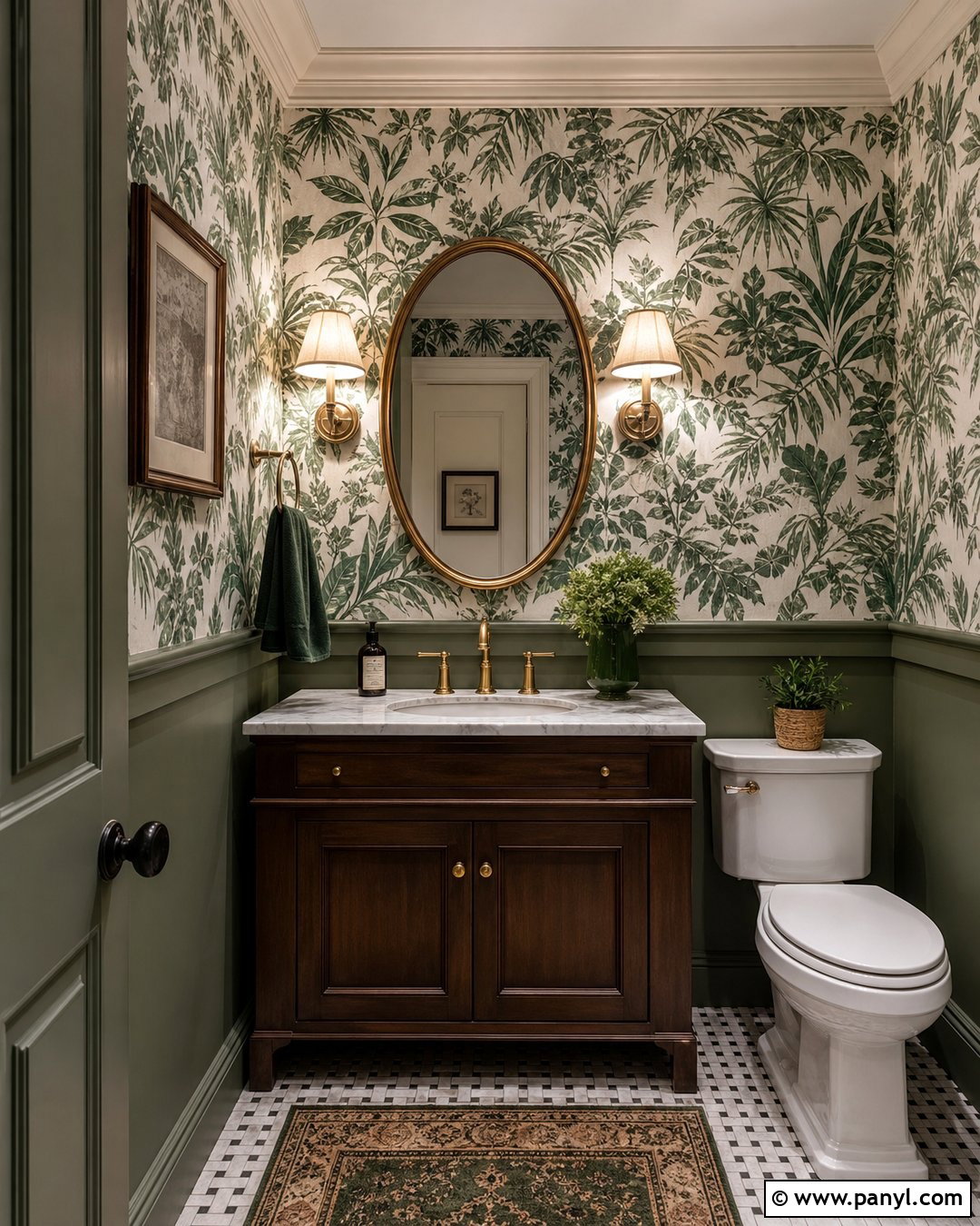 Green Wallpaper Powder Room Wall - 35 green wall interior ideas