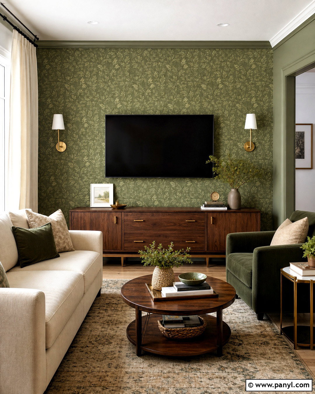 Green Wallpaper TV Wall - 20 green tv wall ideas