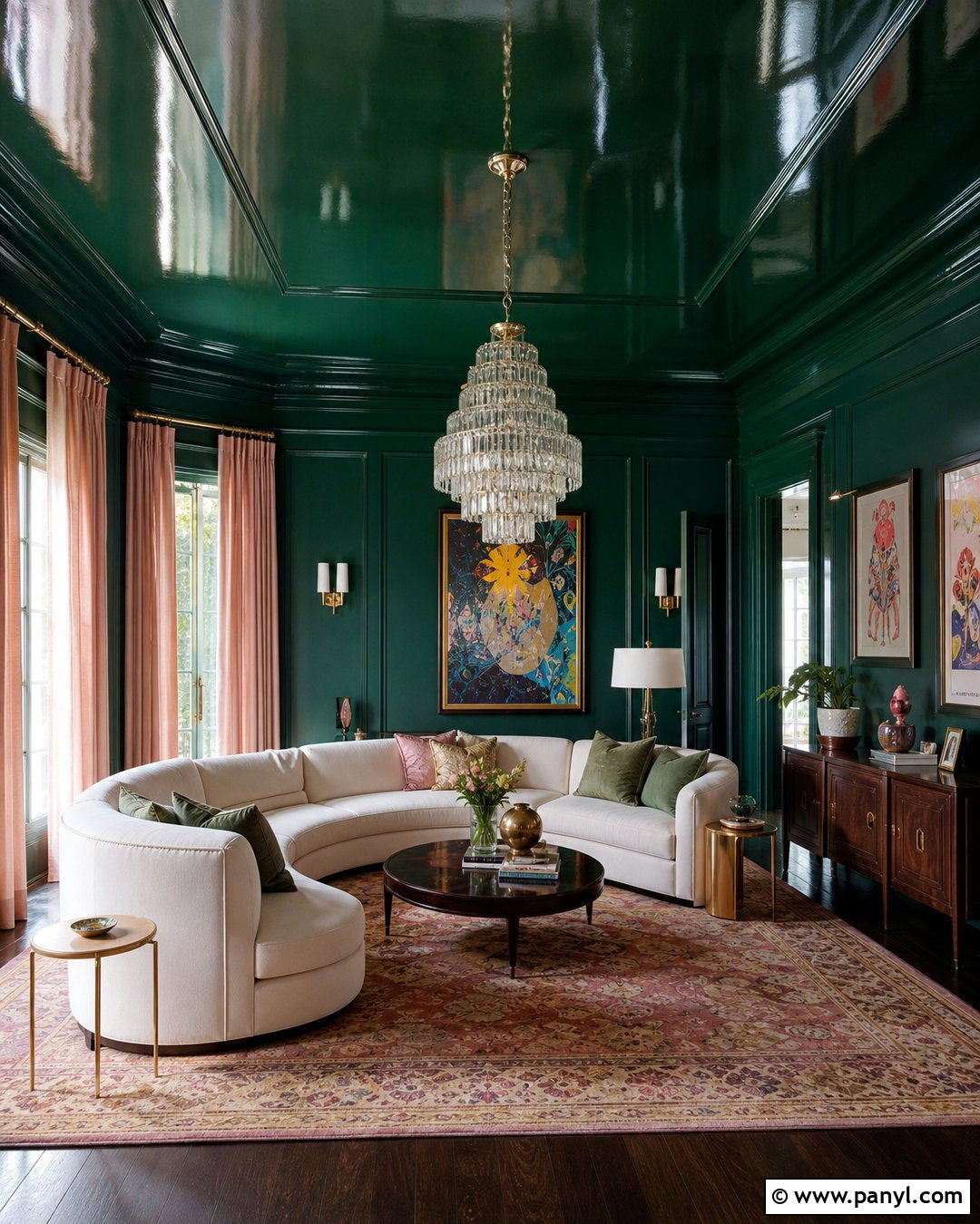 Green Walls With A Glossy Green Ceiling - 30 green walls and ceiling ideas