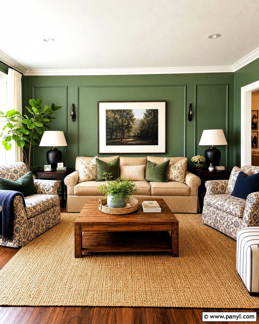 Green Walls With Beige Sofa Living Room - 20 green walls living room ideas