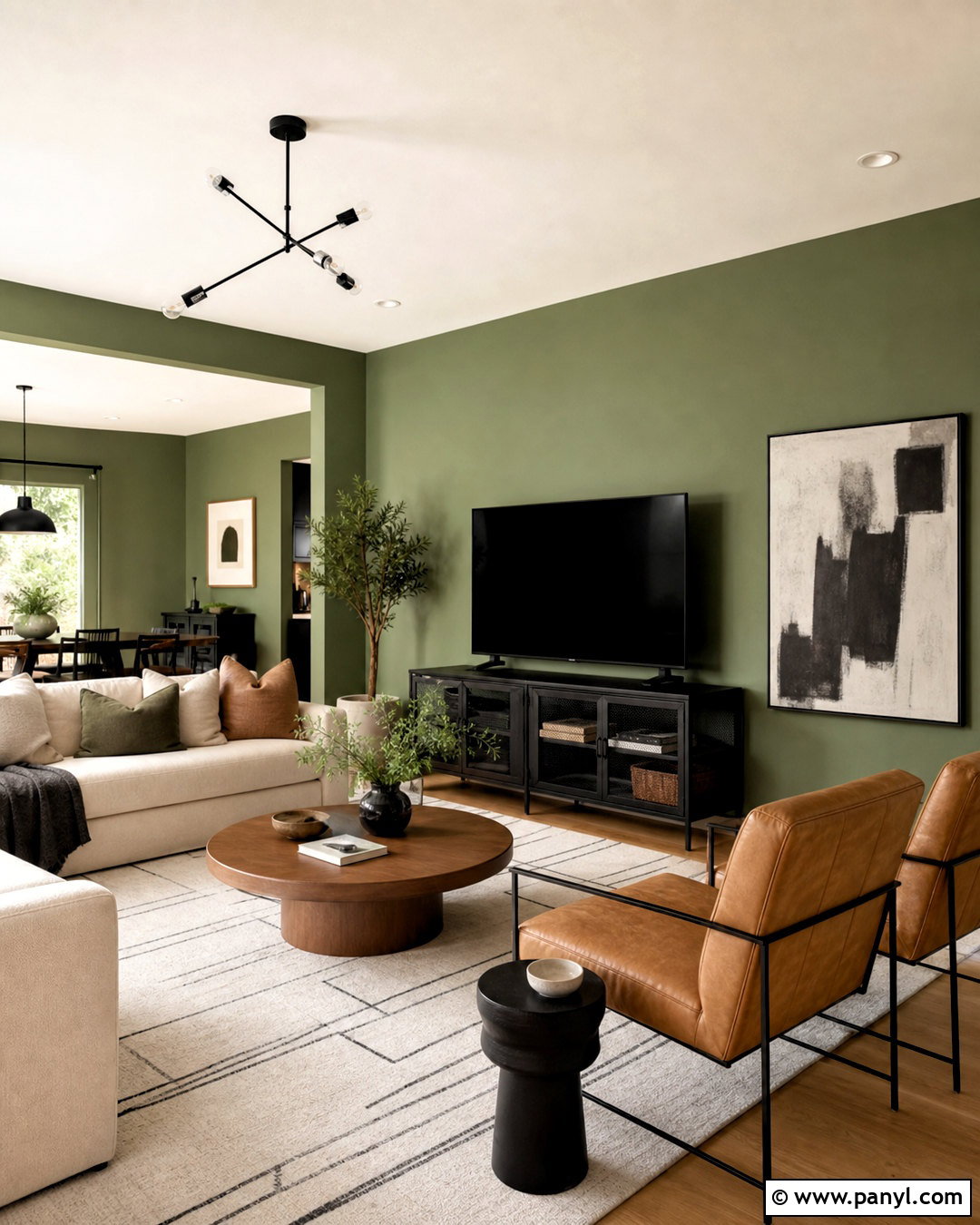 Green Walls With Black Accents Living Room - 20 green walls living room ideas