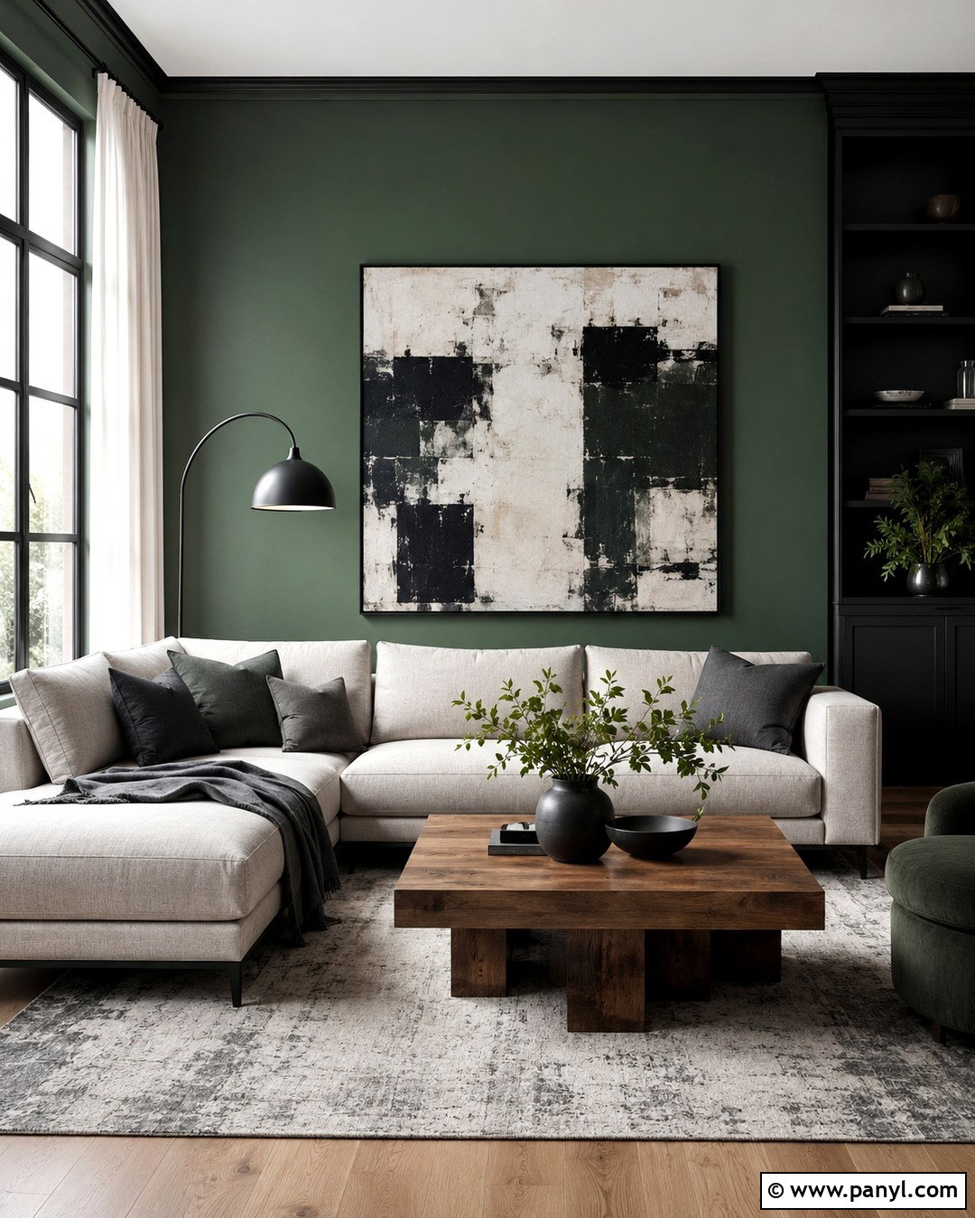 Green Walls With Black Accents - 20 Rich Green Wall Paint Ideas