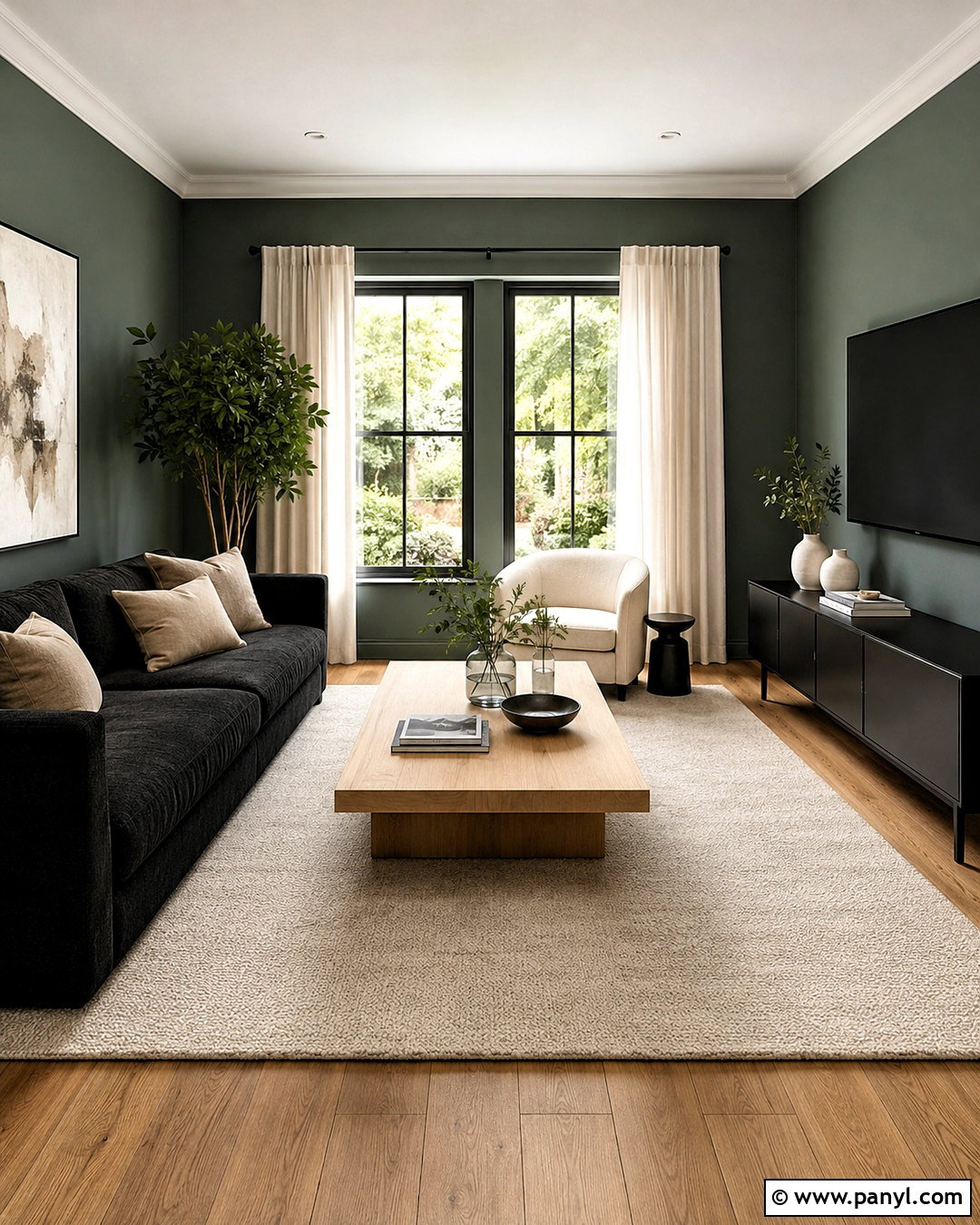 Green Walls With Black Furniture - 20 living room with green walls