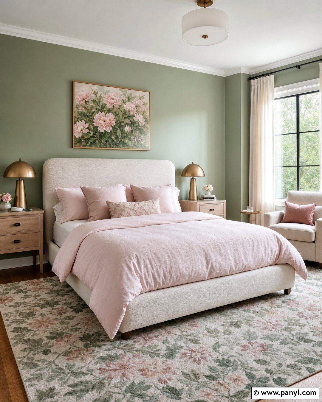 Green Walls With Blush Pink Decor - 20 How To Decorate A Room With Green Walls