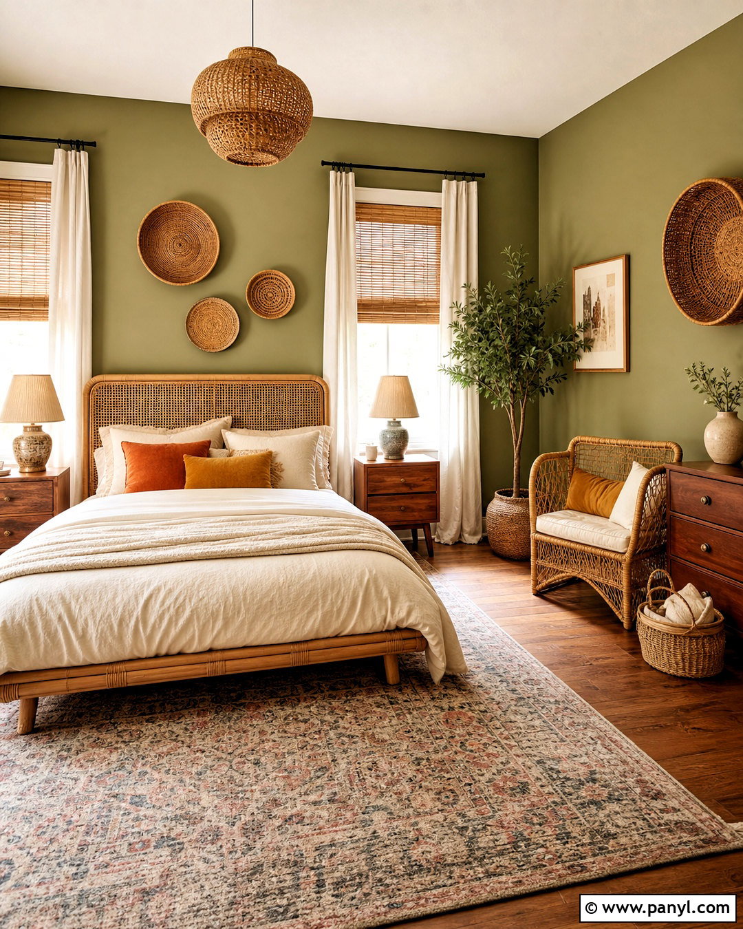 Green Walls With Boho Bedroom Decor - 20 bedroom ideas green walls
