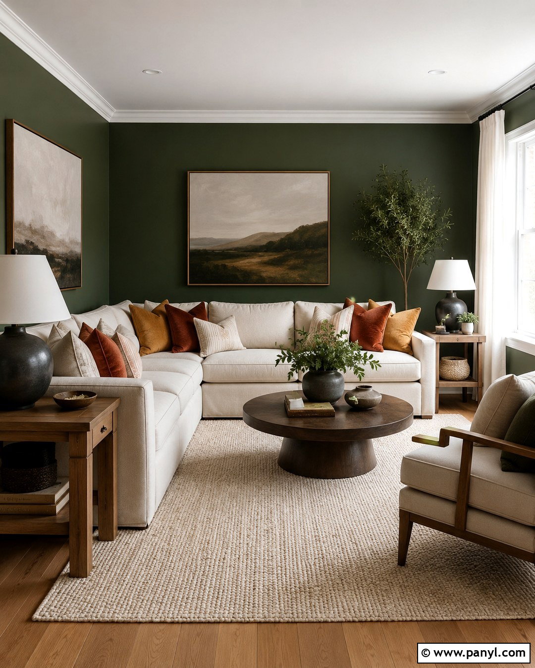 Green Walls With Cream Furniture - 20 Rich Green Wall Paint Ideas