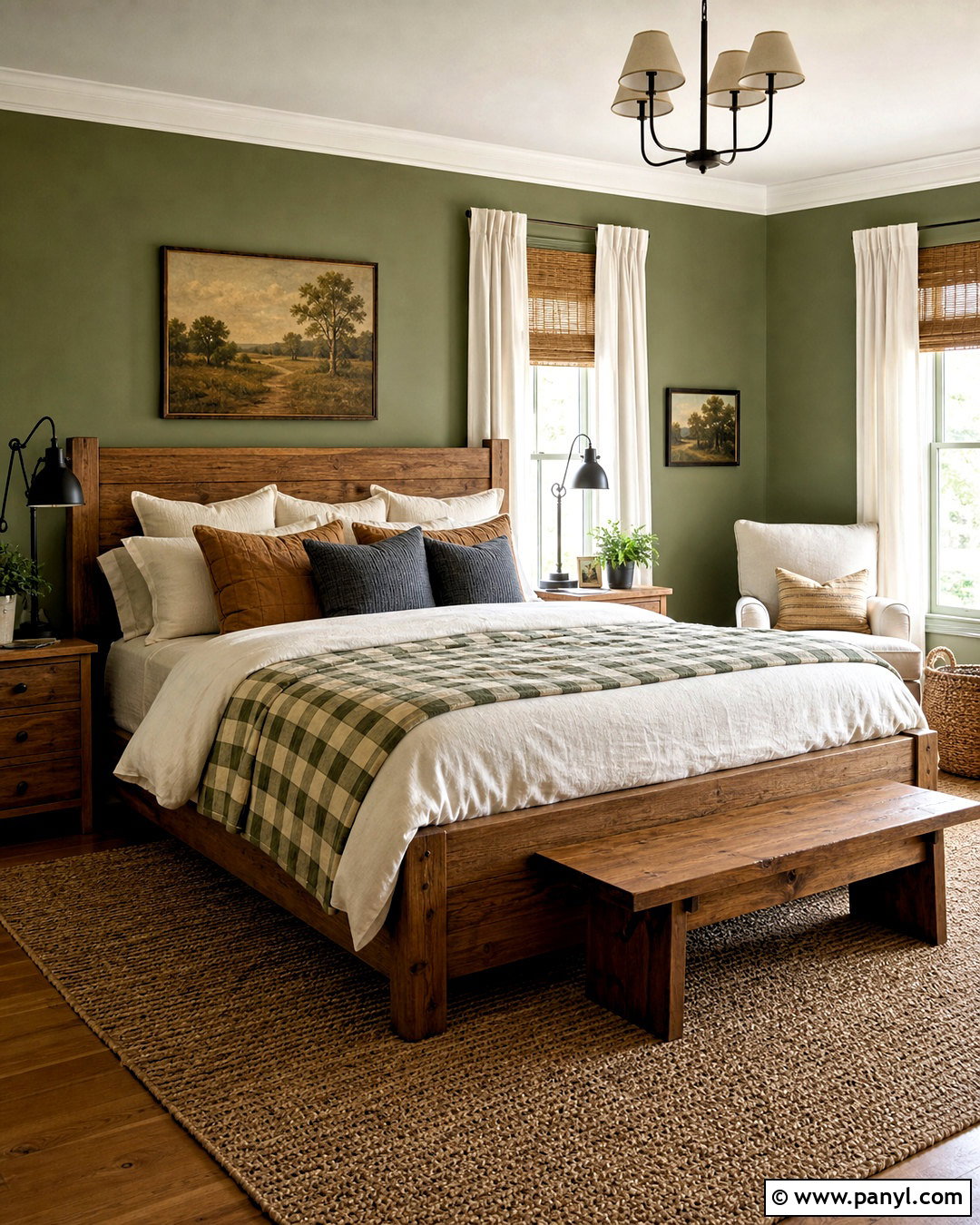 Green Walls With Farmhouse Furniture - 20 bedroom ideas green walls
