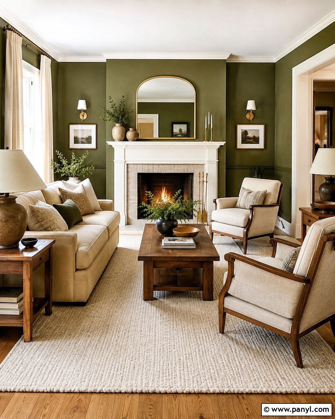 Green Walls With Fireplace - 20 living room with green walls