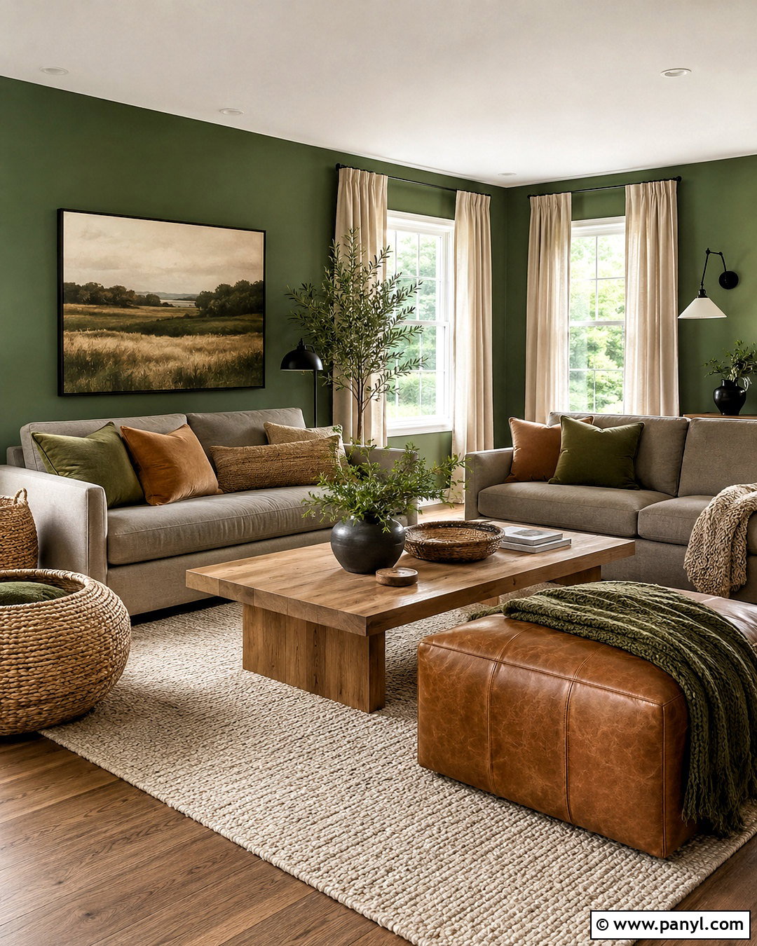 Green Walls With Gray Sofa - 20 living room with green walls