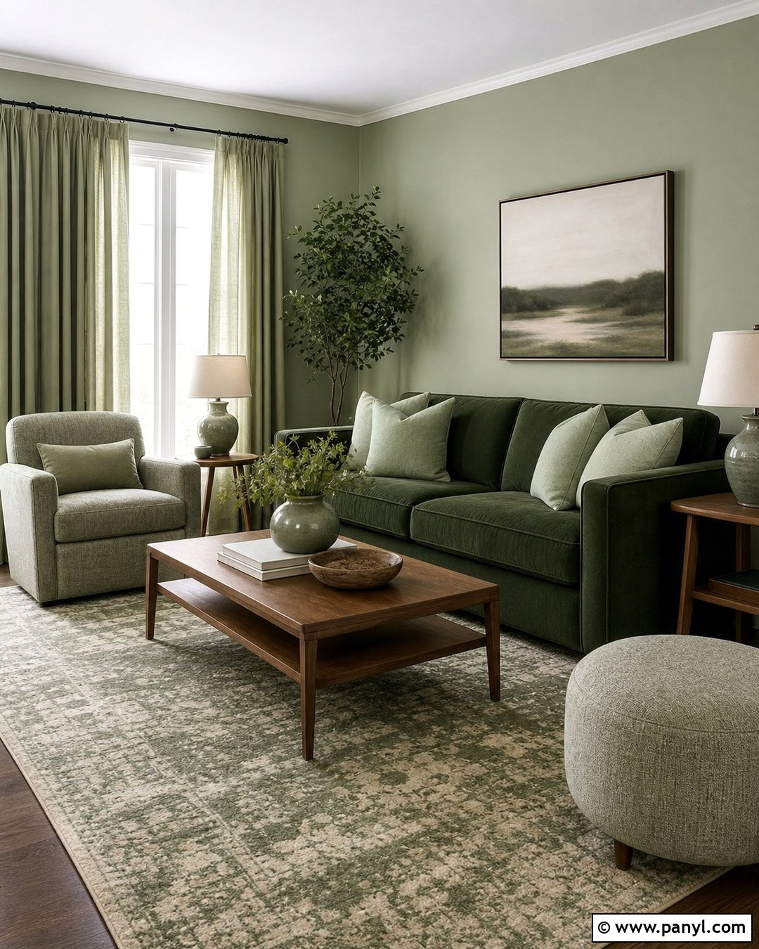 Green Walls With Layered Green Decor - 20 How To Decorate A Room With Green Walls