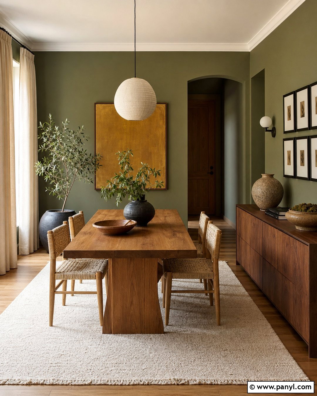 Green Walls With Natural Wood - 45 green painted walls