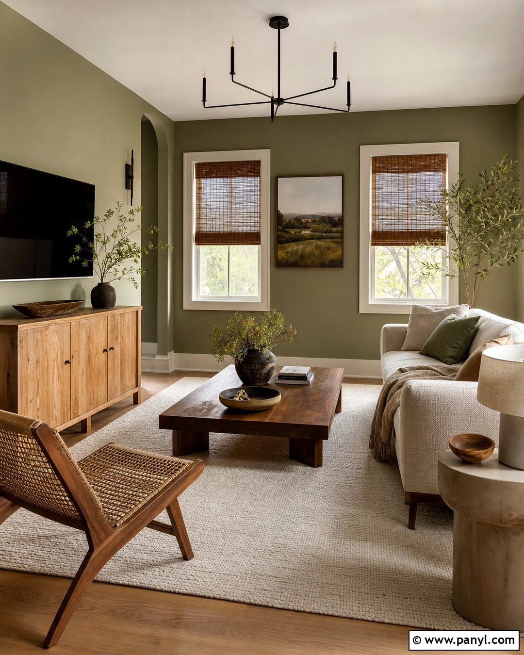 Green Walls With Natural Wood Furniture - 20 How To Decorate A Room With Green Walls