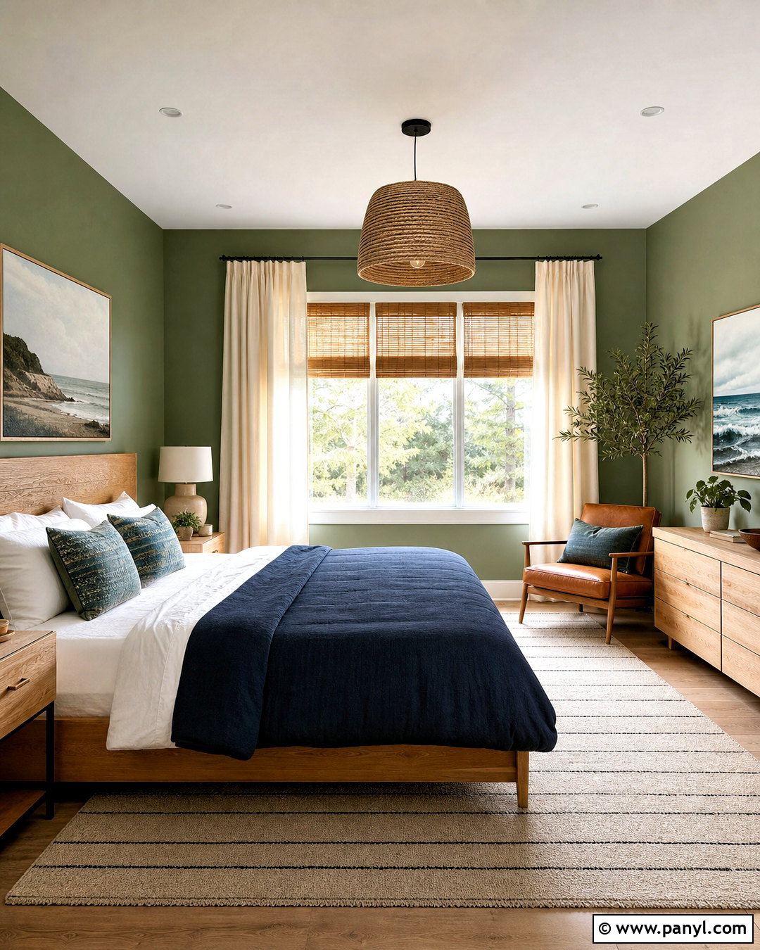 Green Walls With Navy Blue Bedding - 20 bedroom ideas green walls