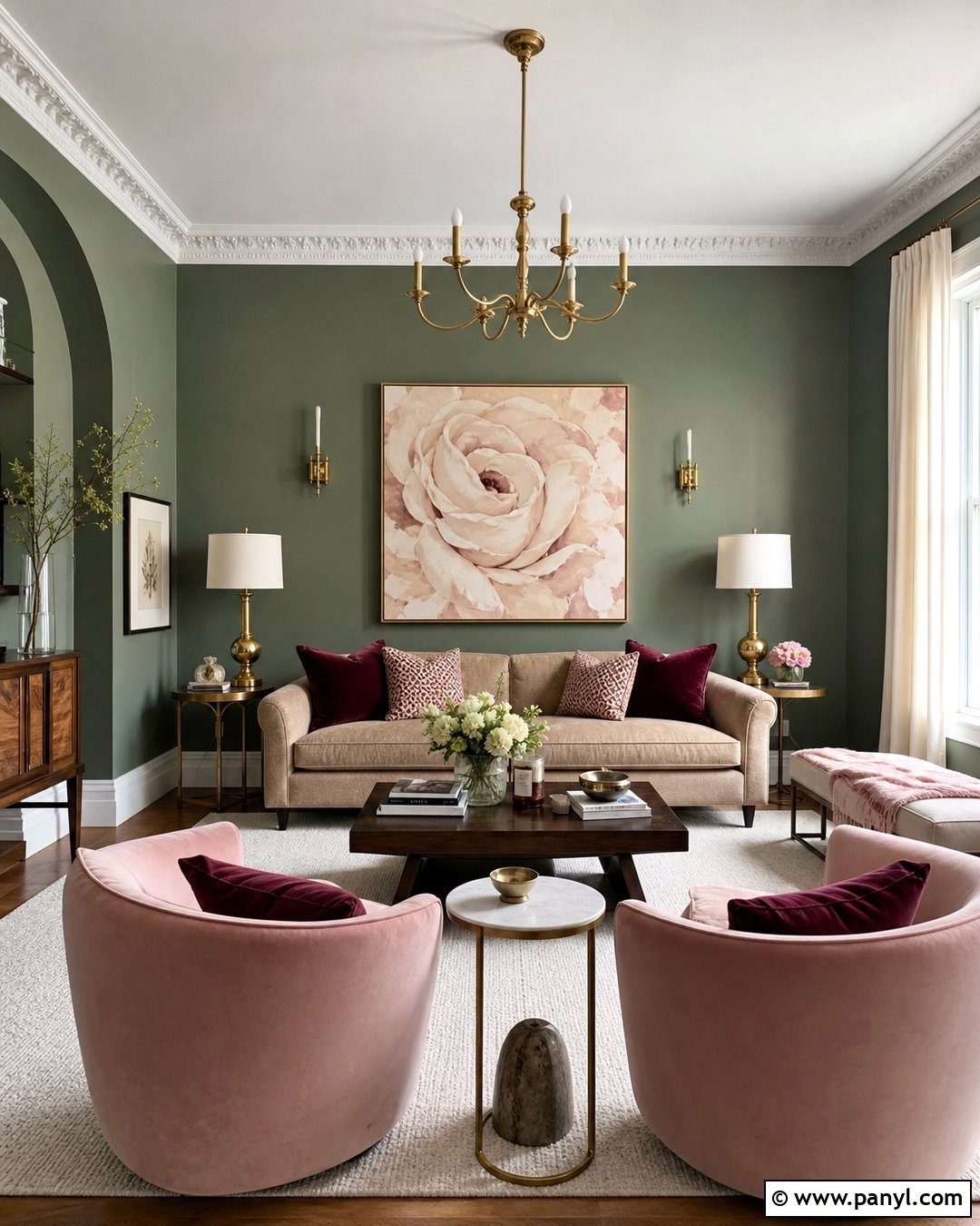 Green Walls With Pink Decor - 45 green painted walls