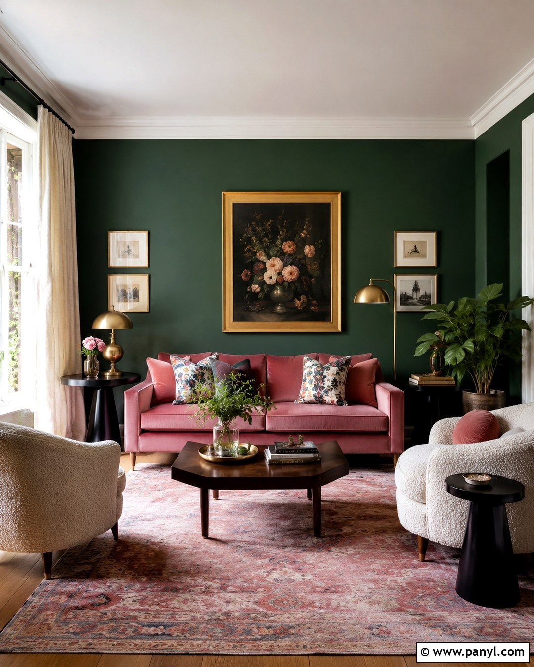 Green Walls With Pink Decor - 20 Rich Green Wall Paint Ideas