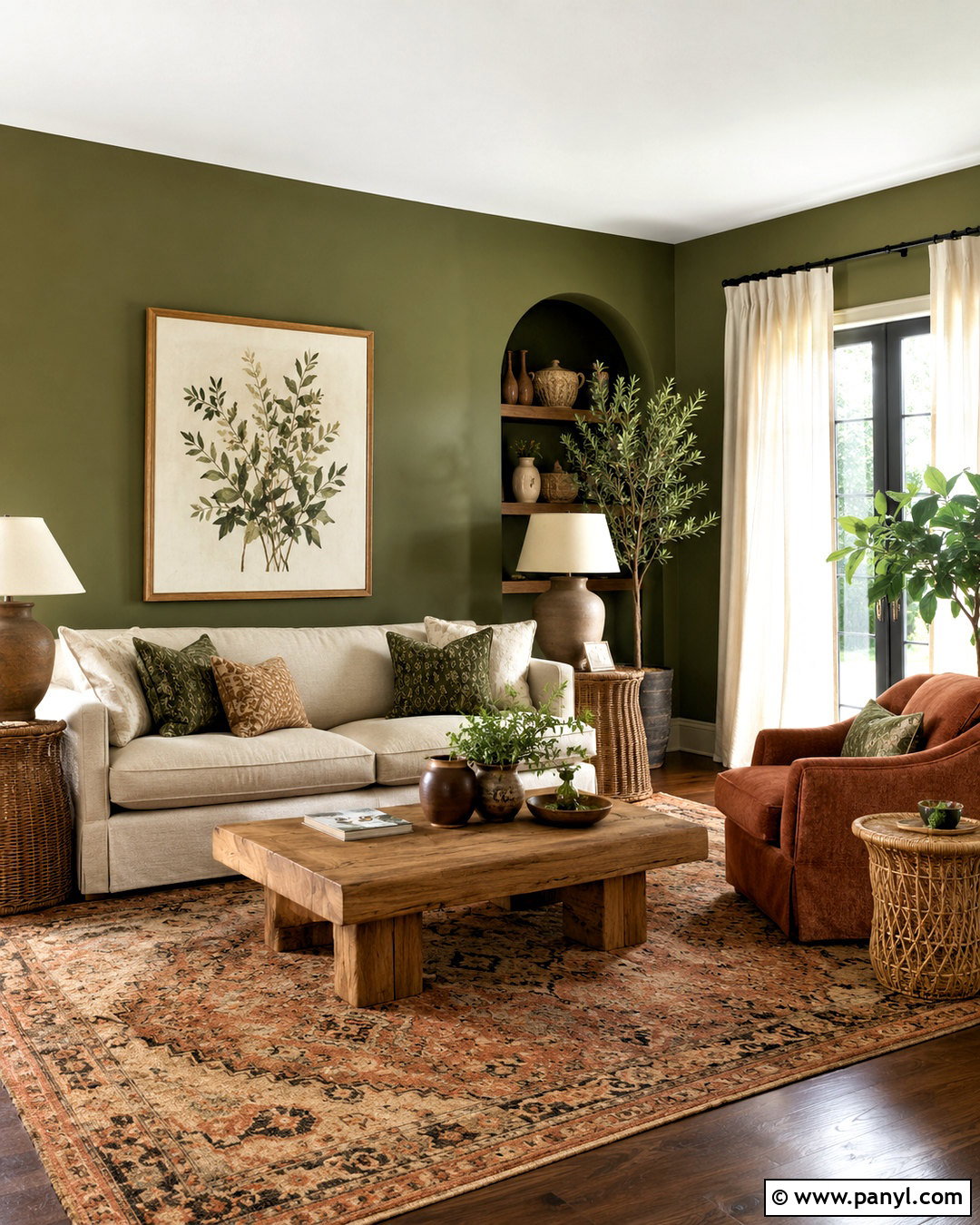 Green Walls With Terracotta Decor - 20 living room with green walls