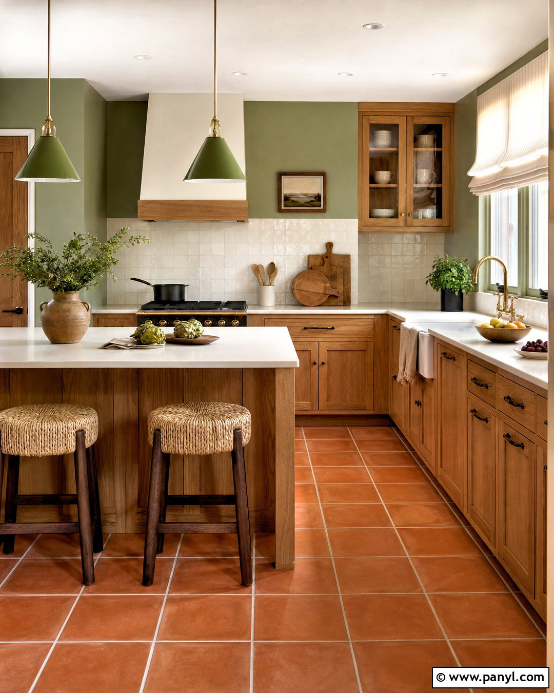 Green Walls With Terracotta Kitchen Floors - 20 green and terracotta kitchen ideas