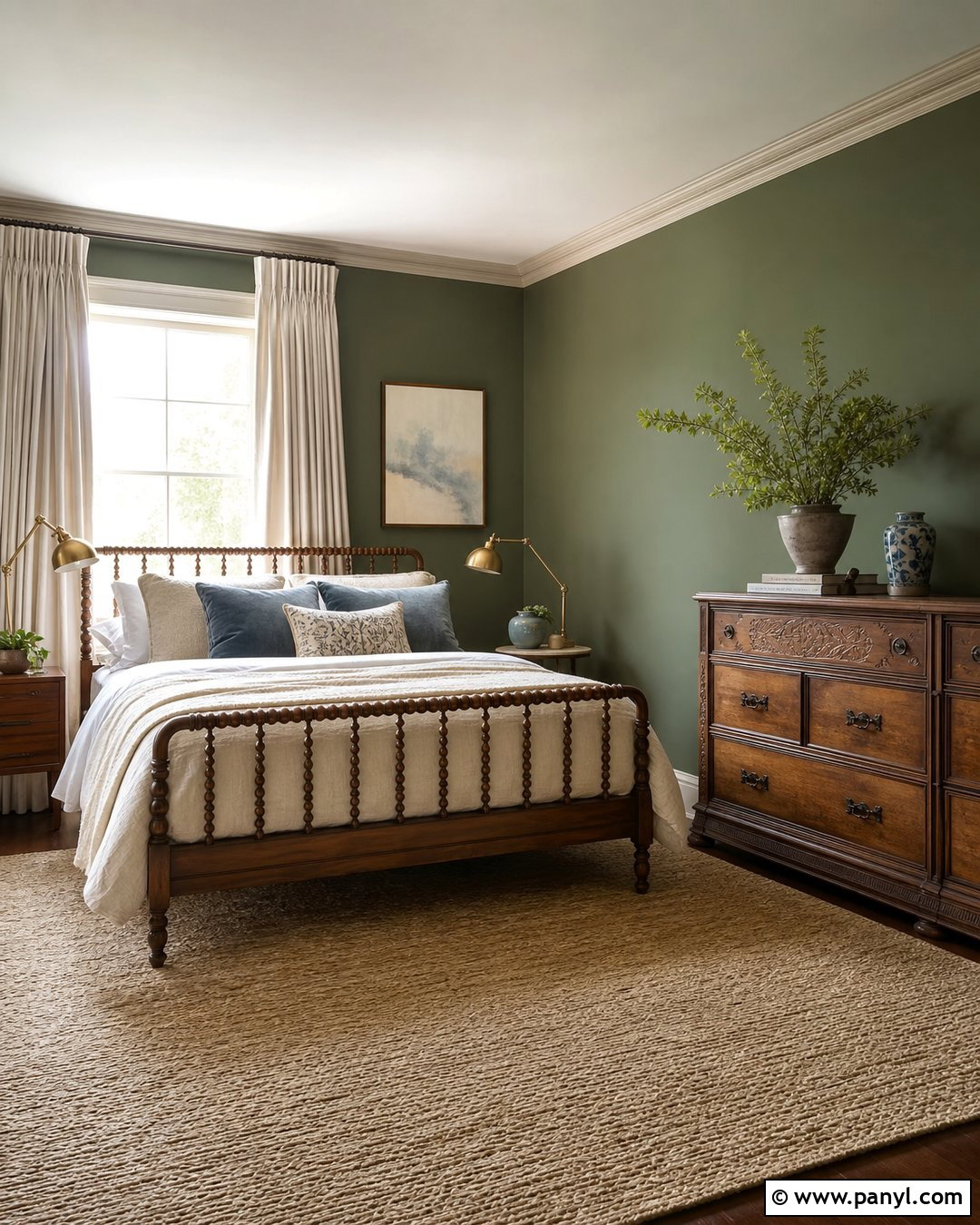 Green Walls With Vintage Wood Furniture - 20 How To Decorate A Room With Green Walls