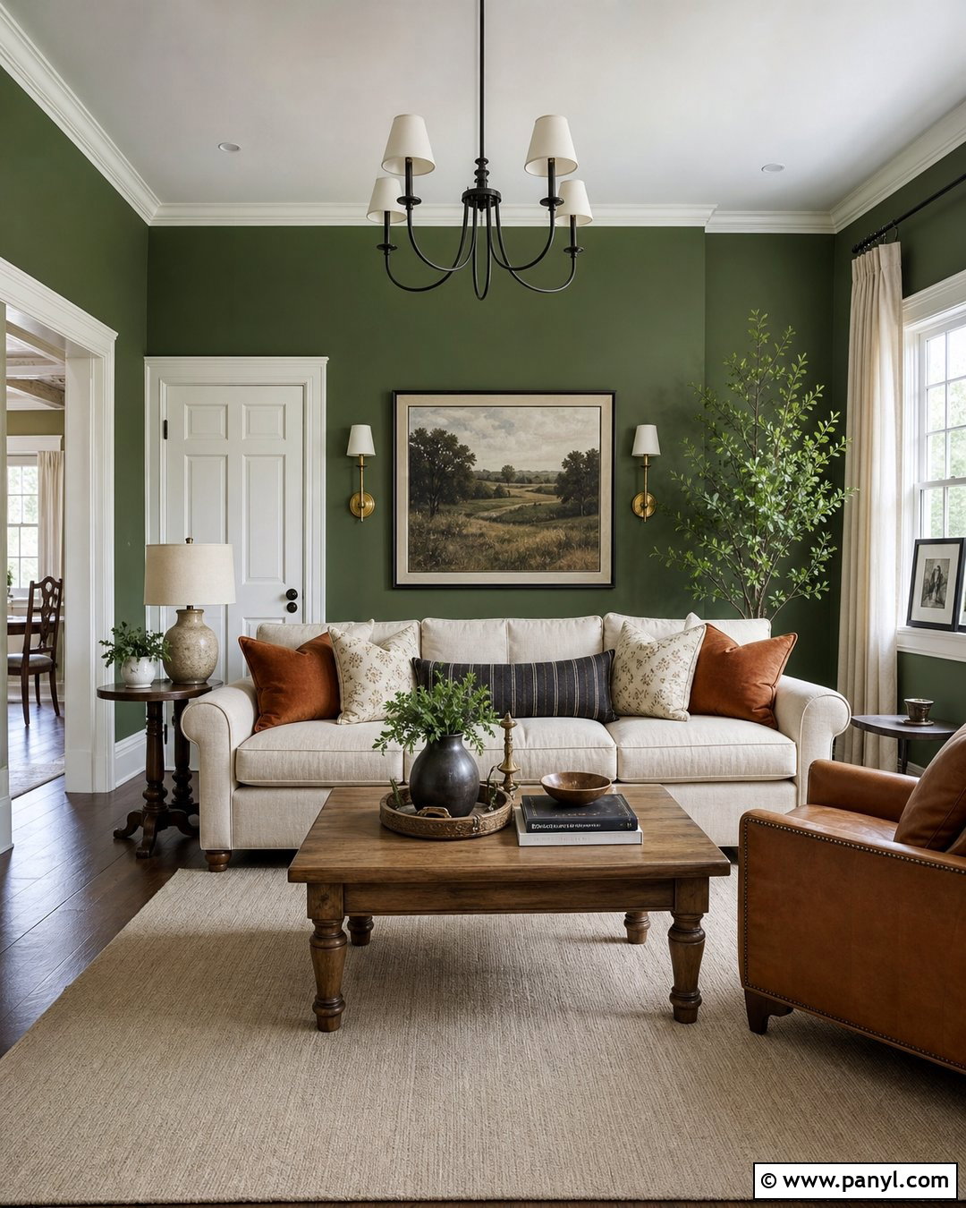 Green Walls With White Trim - 45 green painted walls