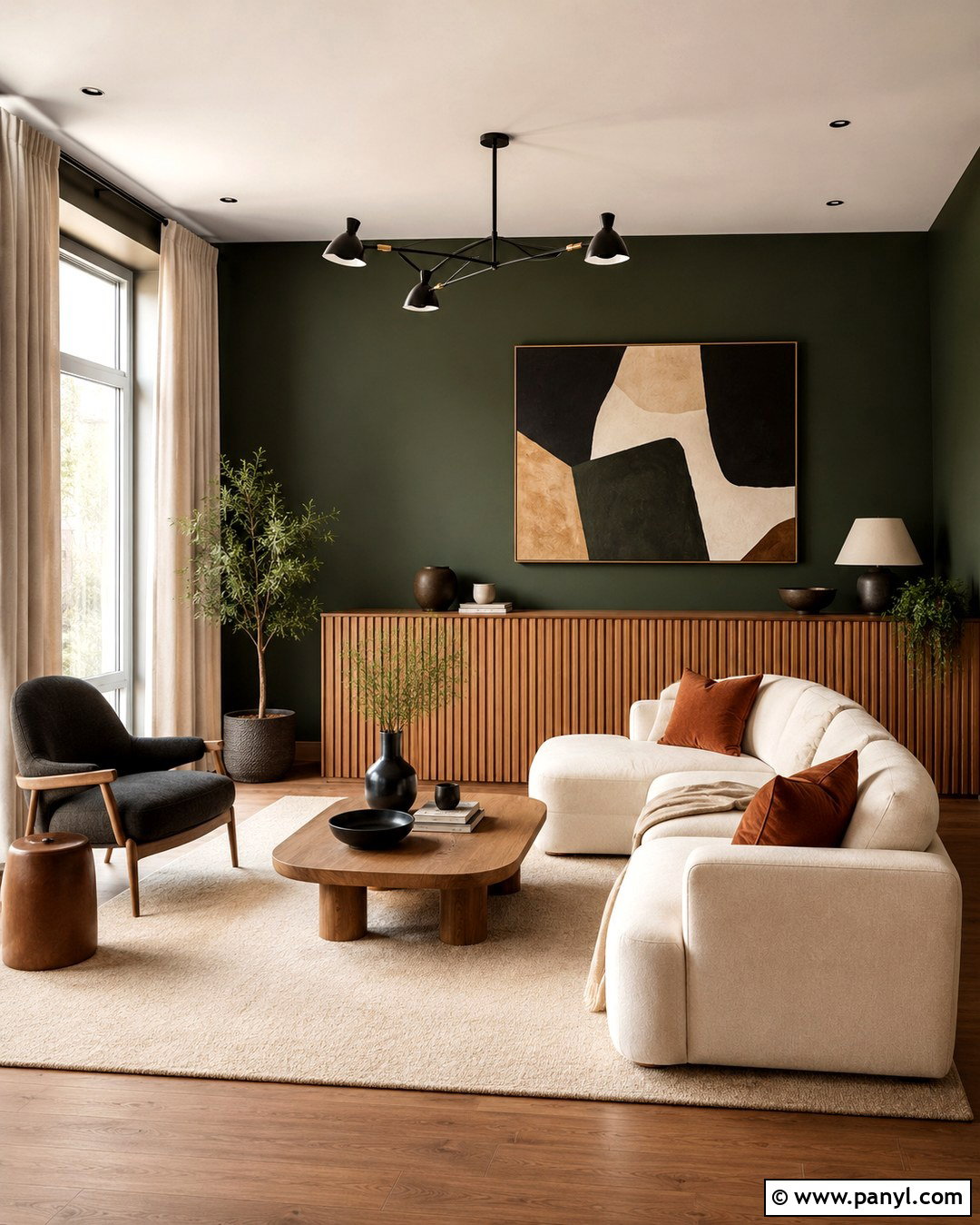 Green Walls With Wood Paneling - 20 Green Walls In House Ideas