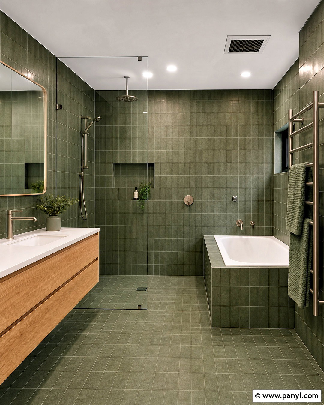 Green Wet Room With Matching Tile - 20 green bathroom design ideas