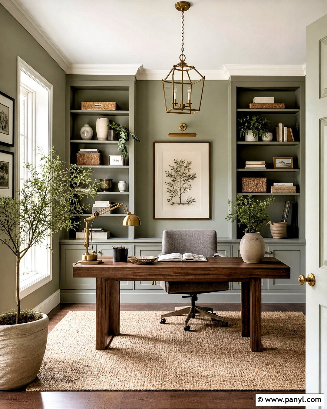Green White Gray Home Office - 20 white gray paint color ideas
