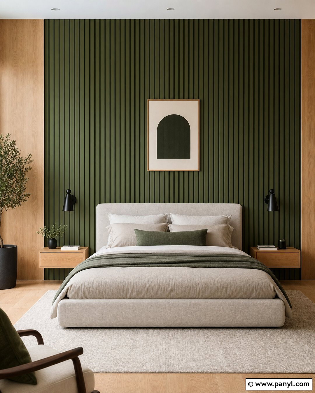 Green Wood Slat Accent Wall - 50 green accent wall ideas