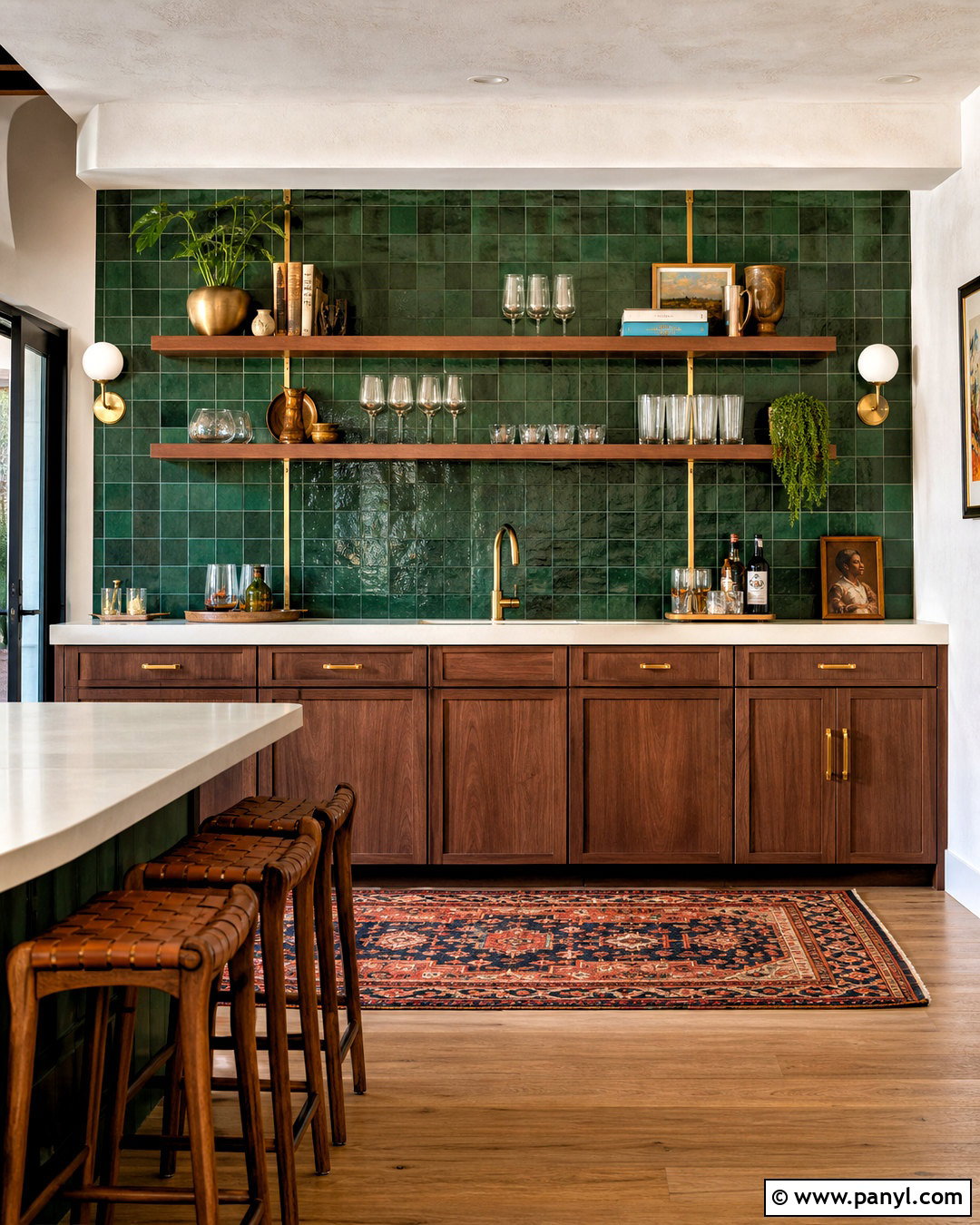 Green Zellige Bar Wall - 20 behind bar wall ideas