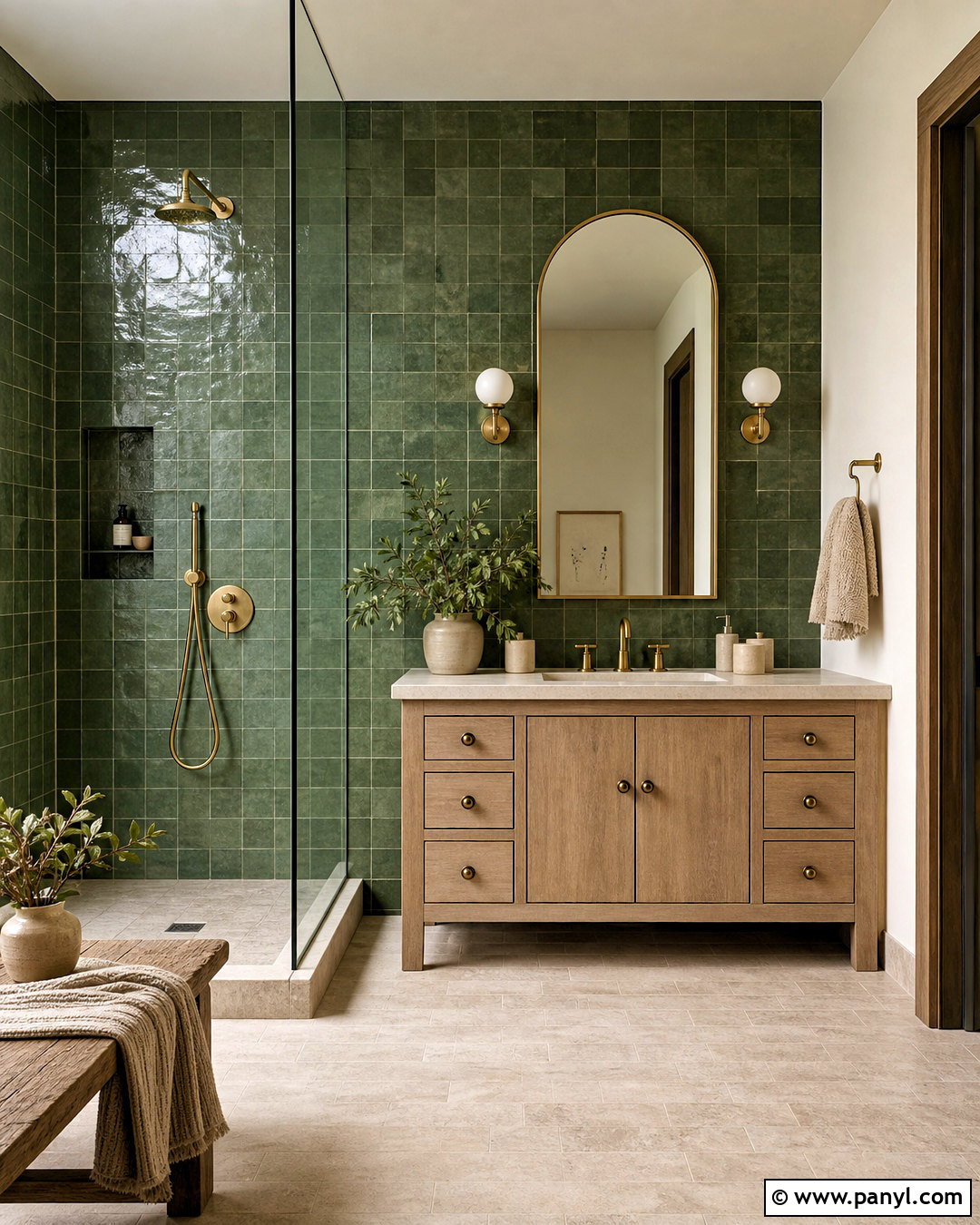 Green Zellige Tile Bathroom - 20 green bathroom inspo ideas