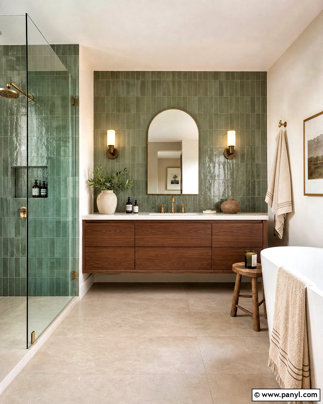 Green Zellige Tile Bathroom Wall - 20 bathroom wall design ideas