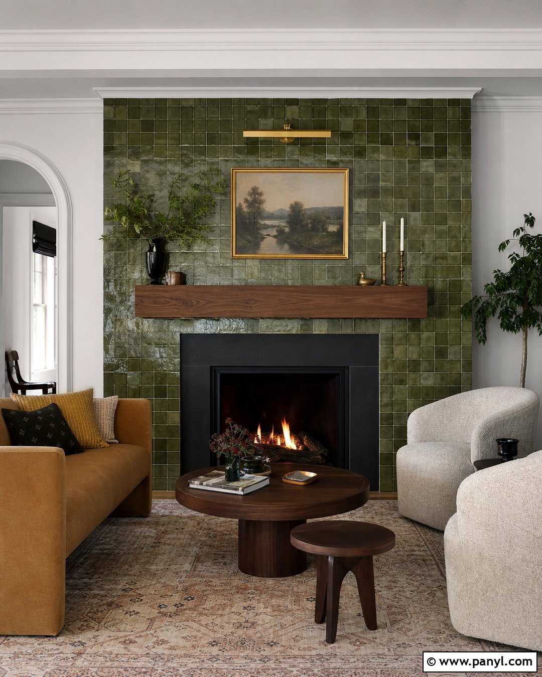 Green Zellige Tile Fireplace Accent Wall - 25 Accent Wall Above Fireplace Ideas