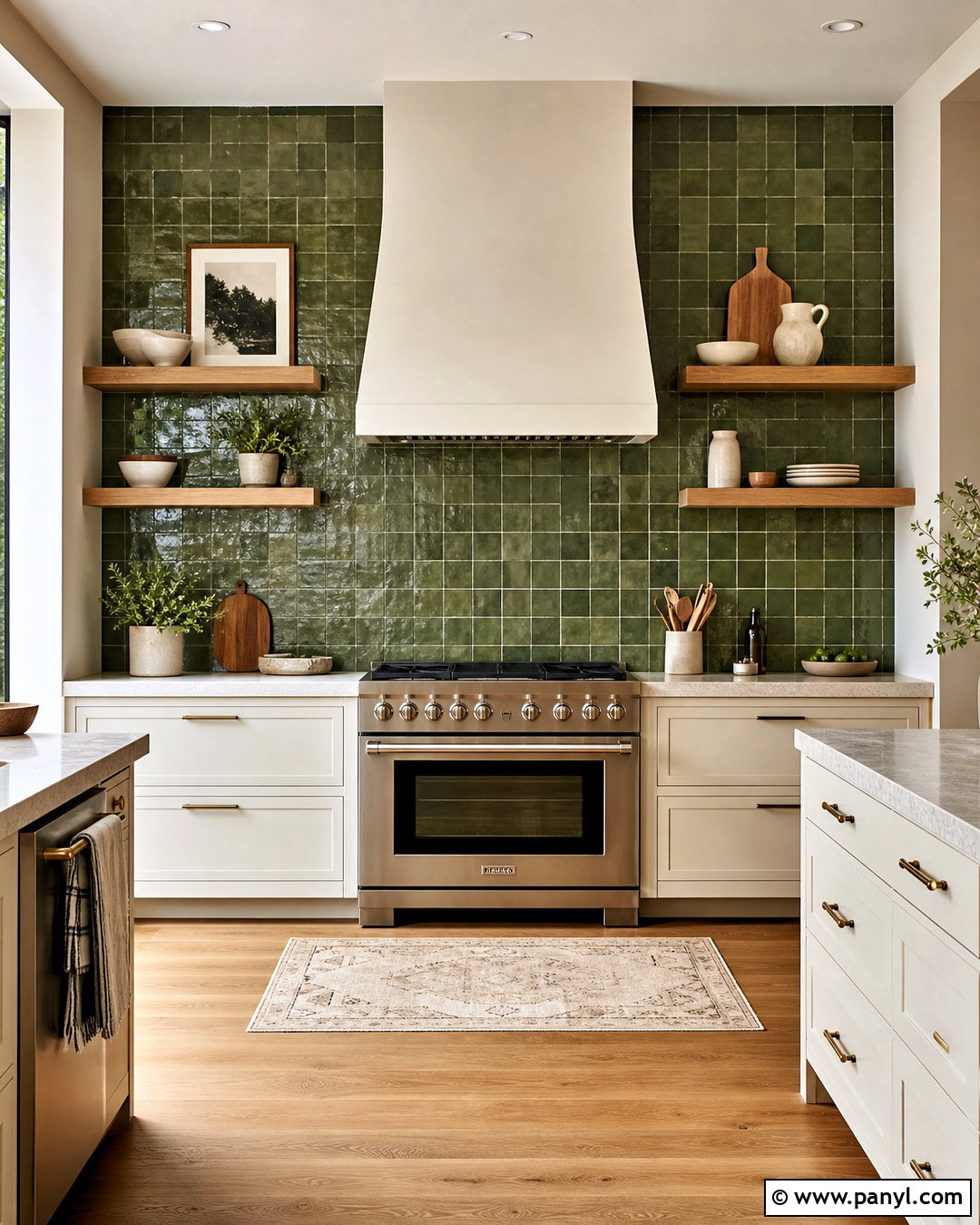 Green Zellige Tile Kitchen Statement Wall - 20 kitchen statement wall ideas