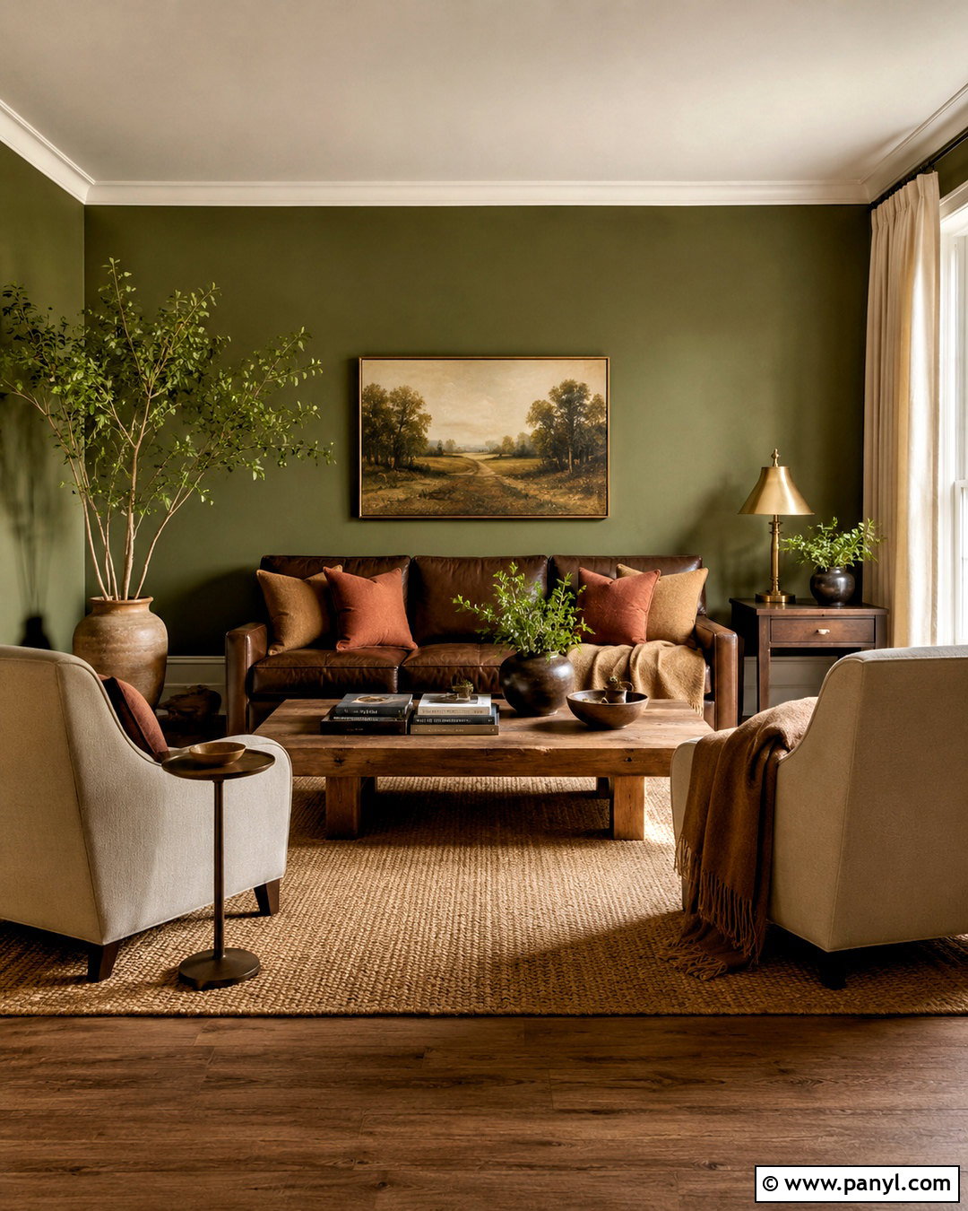 Green and Brown Room - 40 green wall room ideas