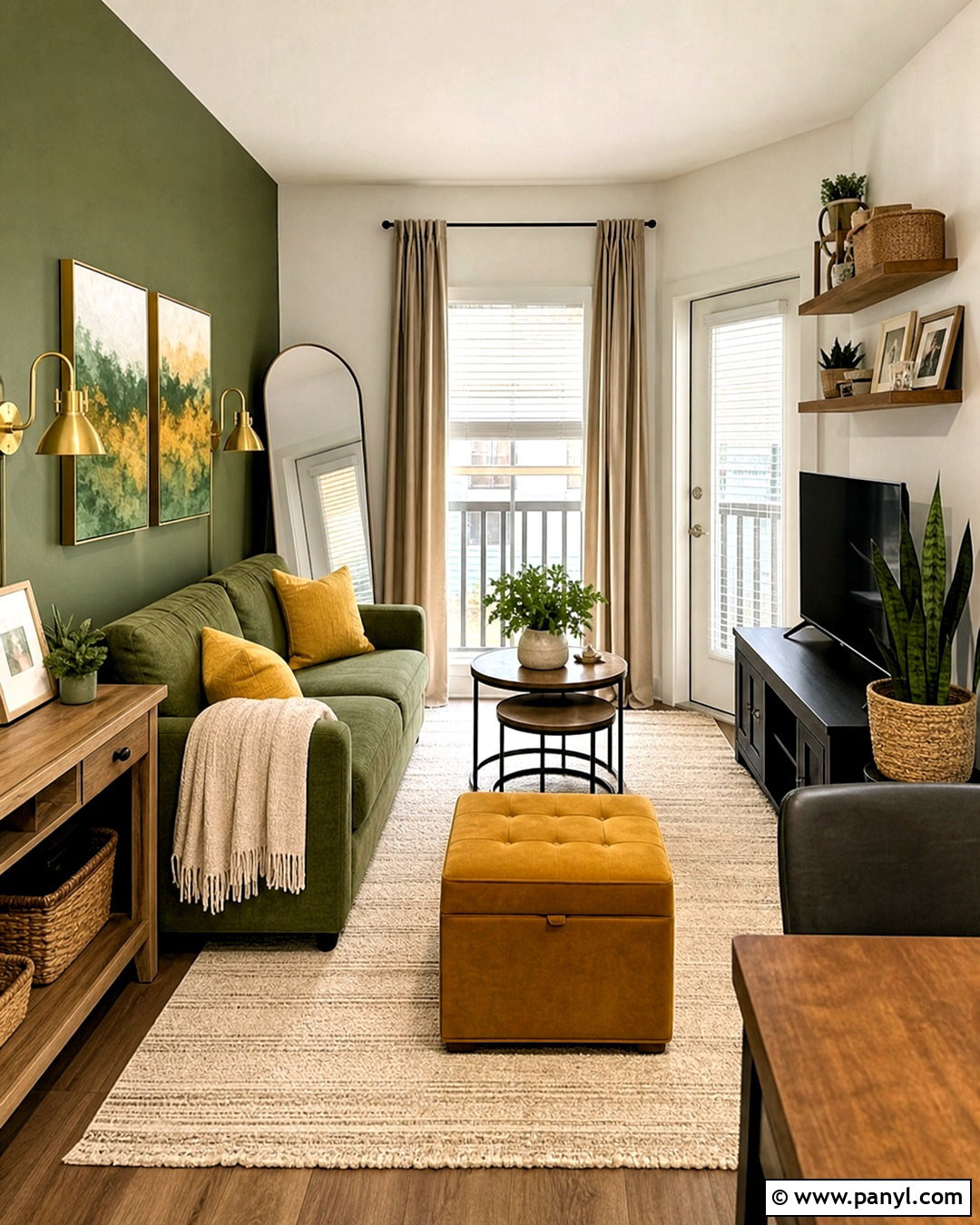 Green and Mustard Apartment Living Room - 20 green and mustard living room ideas