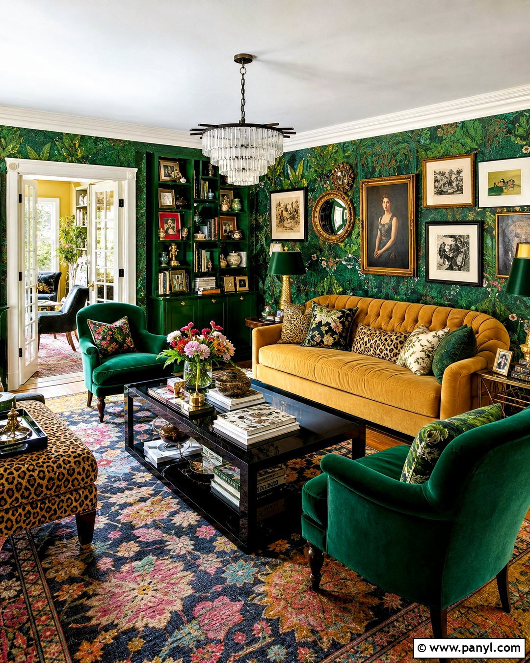 Green and Mustard Maximalist Living Room - 20 green and mustard living room ideas