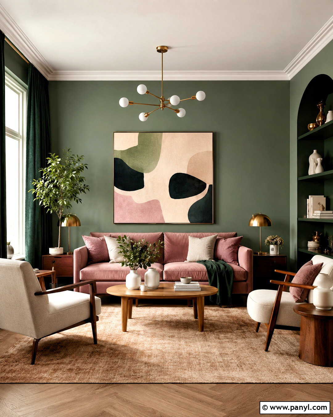 Green and Pink Room - 40 green wall room ideas