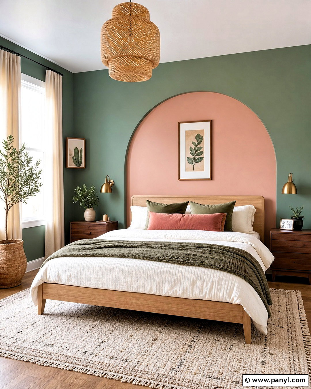 Green and Pink Wall - 20 green statement wall ideas