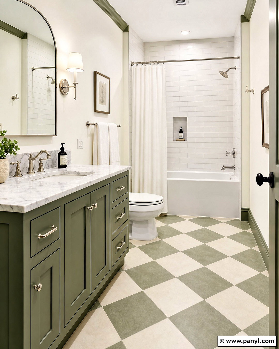 Green and White Checkerboard Bathroom - 20 green and white bathroom ideas