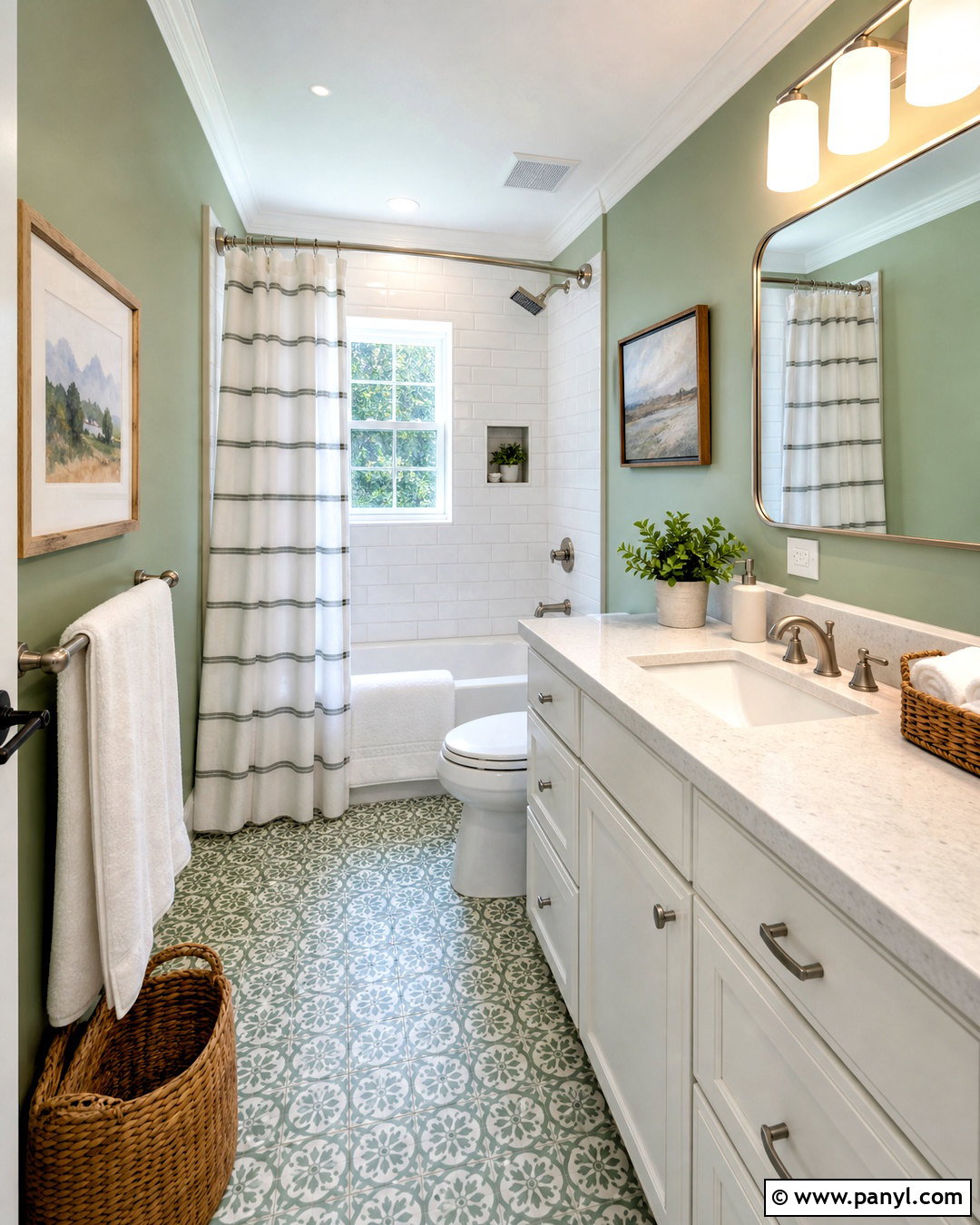 Green and White Guest Bathroom - 20 green white bathroom ideas