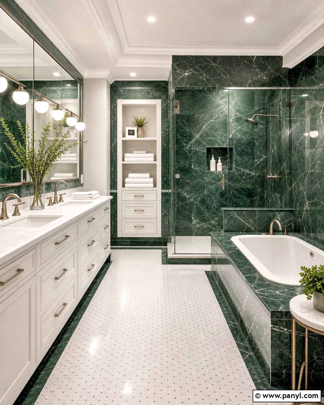 Green and White Marble Bathroom - 20 green white bathroom ideas