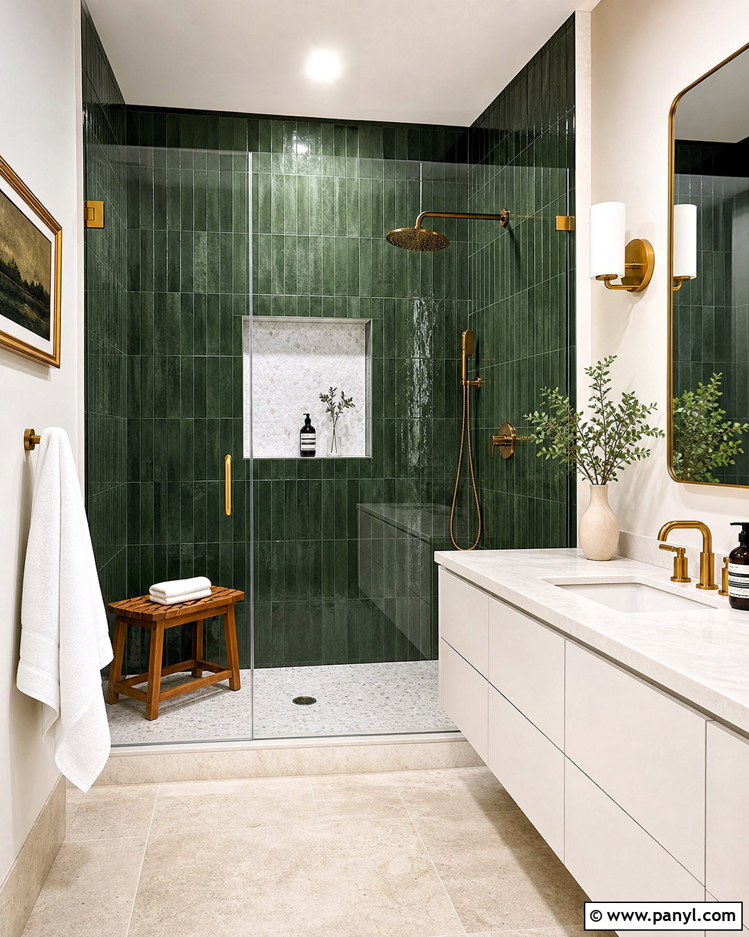 Green and White Shower Bathroom - 20 green white bathroom ideas