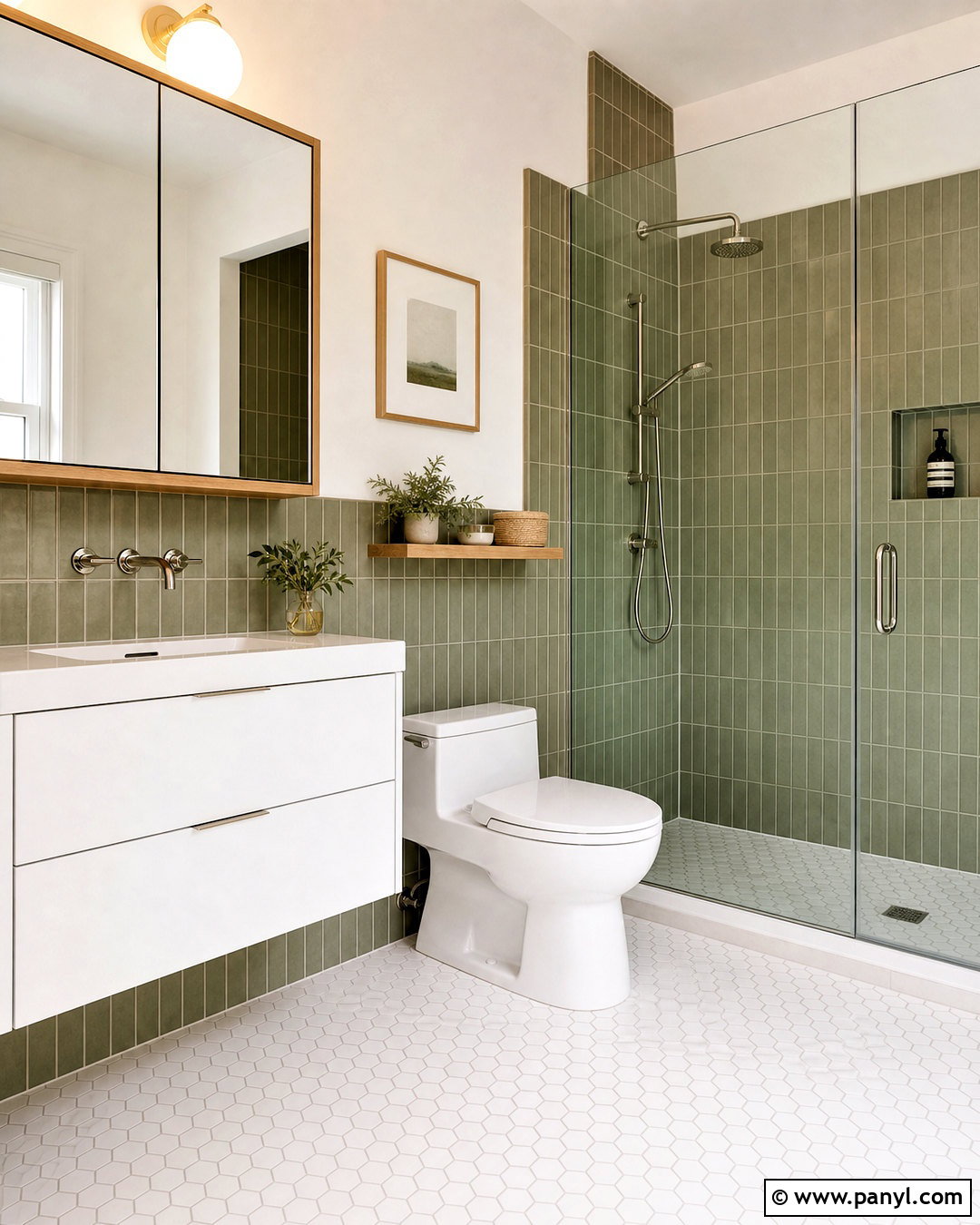Green and White Tile Bathroom - 20 green white bathroom ideas