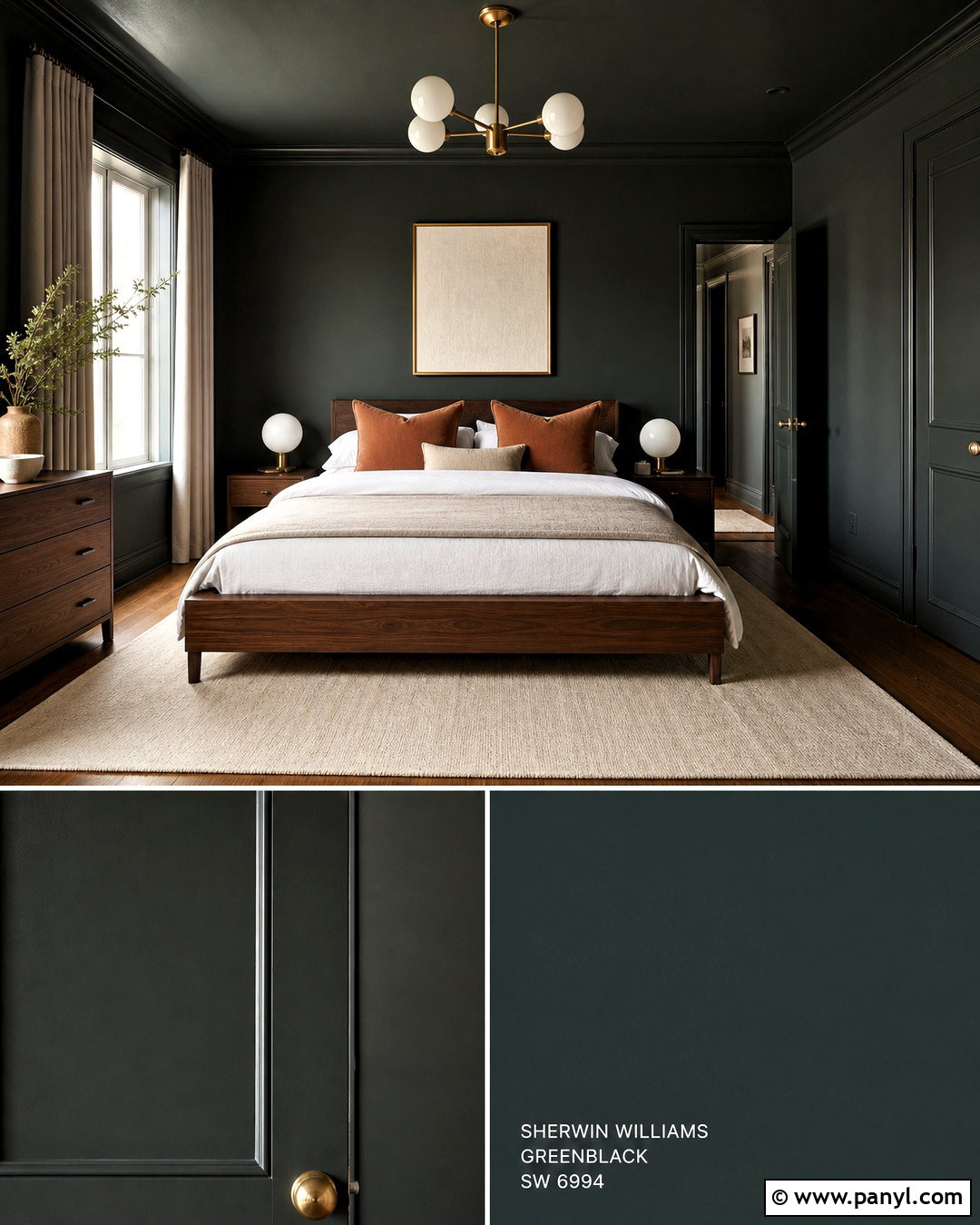 Greenblack Color-Drenched Bedroom - 20 sherwin williams green black ideas