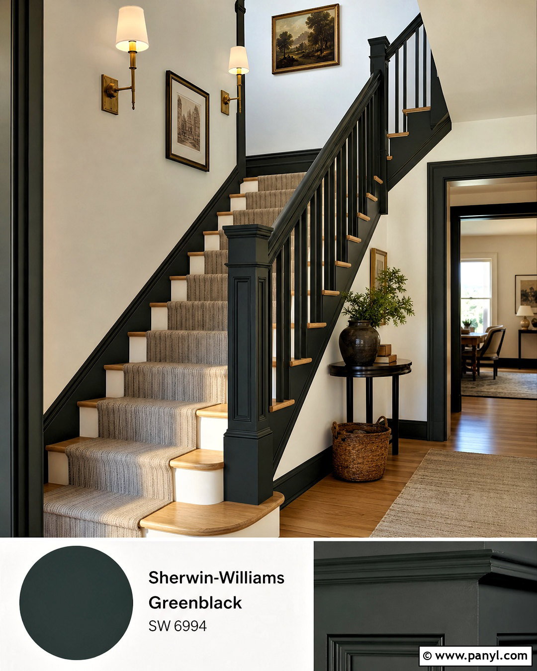 Greenblack Staircase - 20 sherwin williams green black ideas