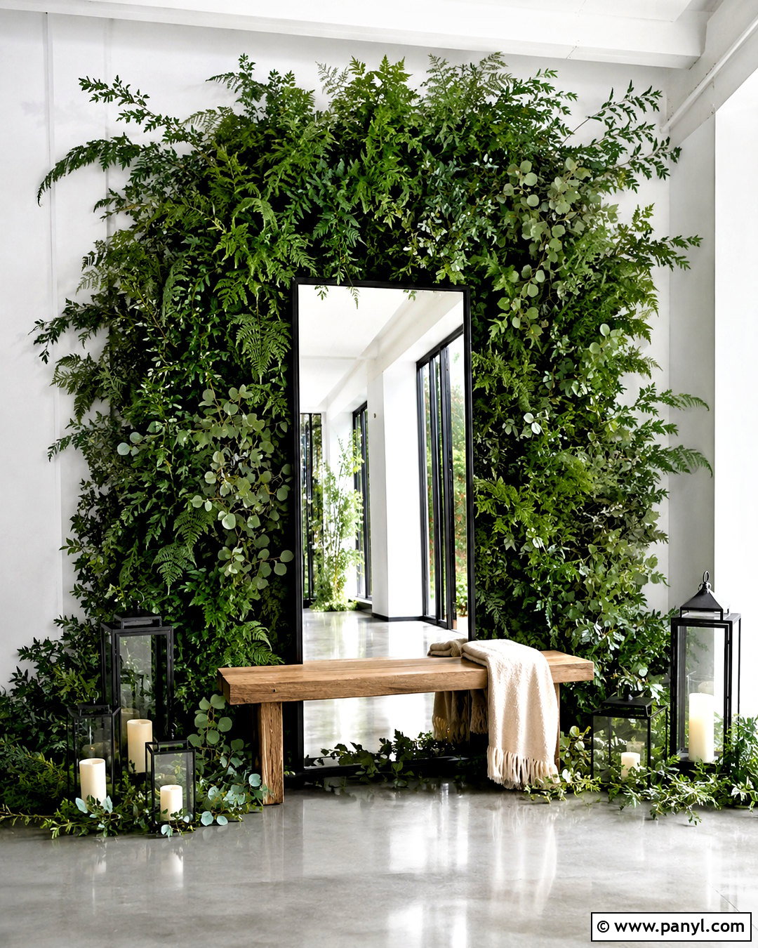 Greenery Mirror Backdrop - 20 mirror backdrop ideas